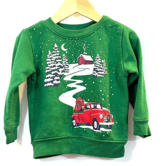 Holiday Time Other - Holiday Time Infant Green Little Red Truck‎ Christmas Sweatshirt, Size 12 months